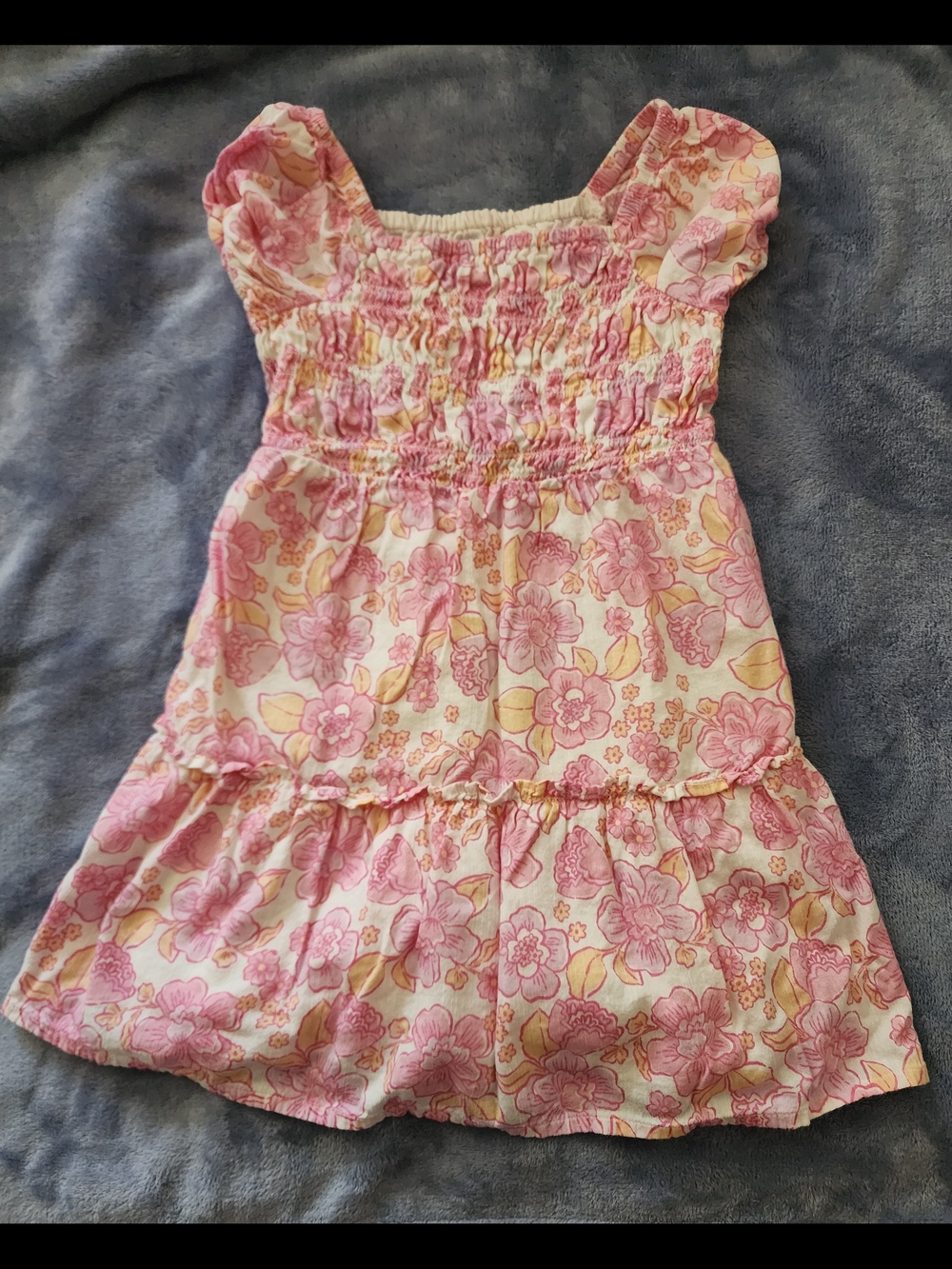 jumping beans Pink & Yellow Floral Smocked Sundress